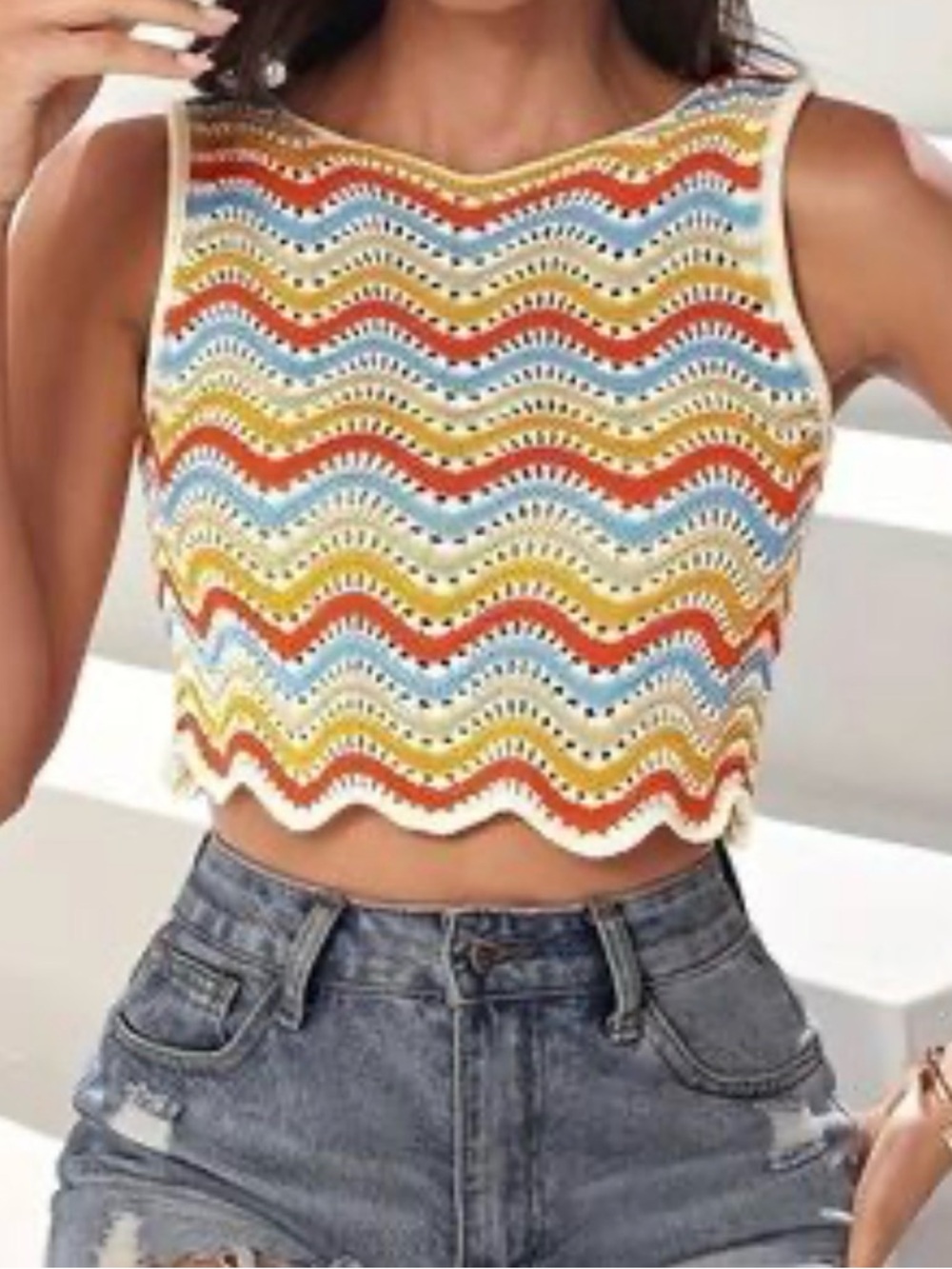Cute crochet knit top, size S